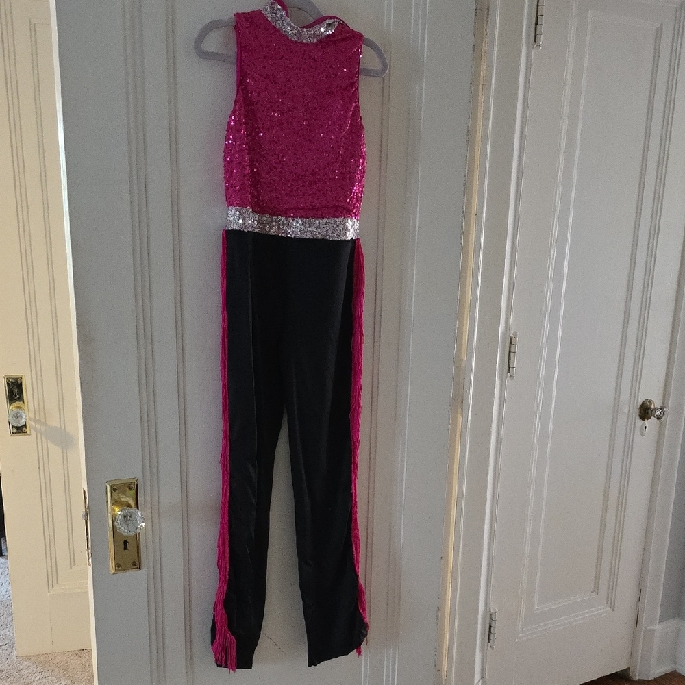 Weissman Pink and Silver Sequin Dance Costume